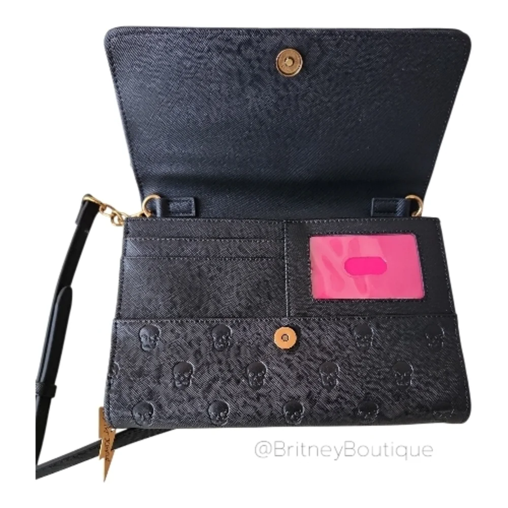 Betsey Johnson SKULLICIOUS Black Bow Crossbody - Picture 3 of 7